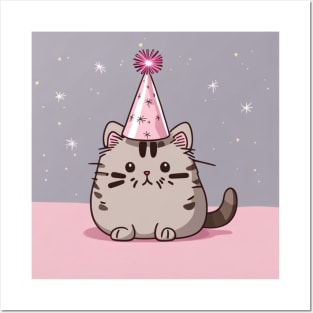 Cute pusheen New Year's party kitten Posters and Art